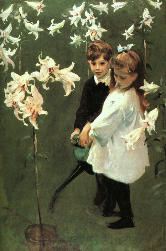 John Singer Sargent Garden Study of the Vickers Children Norge oil painting art